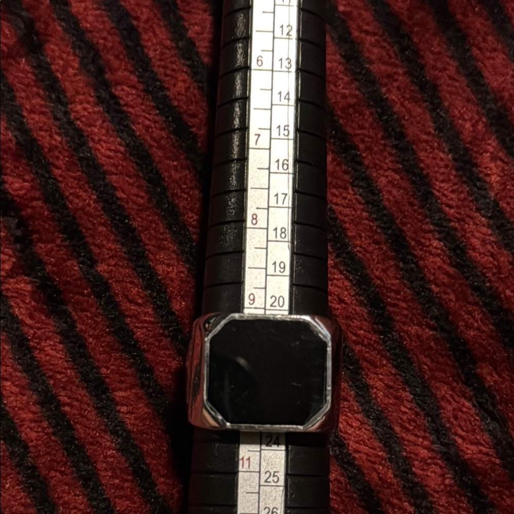 Black Dolce and Gabbana Square Ring with Silver Band